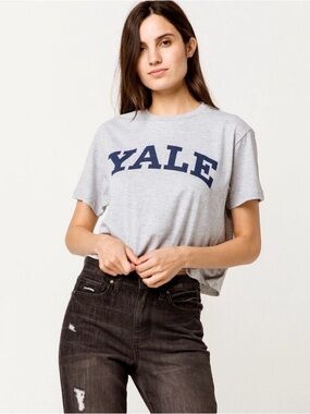 Yale Grey Oversized Short Sleeve Logo Tee XS